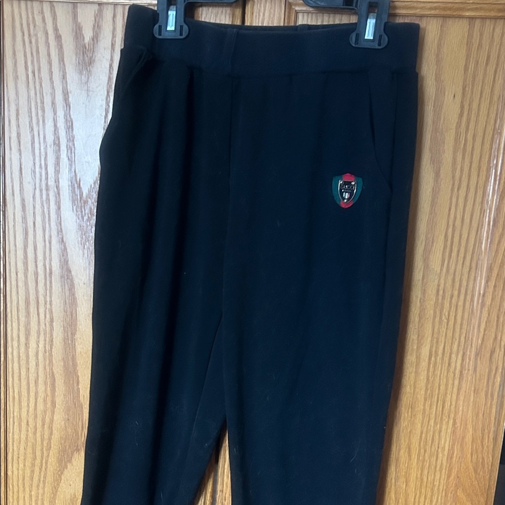 Gucci Black Track Pants with Red & Green Stripe Cuffs - Picture 2 of 9